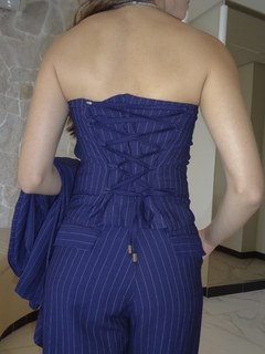 Imagem do Blusa corset risca de giz - Vinho amadeirado