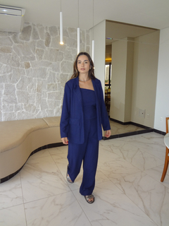 Blazer risca de giz - Azul marinho na internet