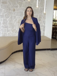 Calça risca de giz - Azul marinho - LA BRIZ