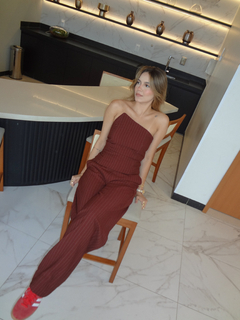 Blusa corset risca de giz - Vinho amadeirado na internet