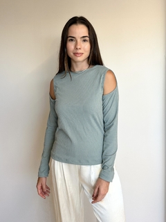 Blusa Fernanda com recorte nos ombros - Verde - comprar online
