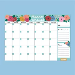 PLANNER MAGNÉTICO MENSUAL FLORES AQUA - comprar online