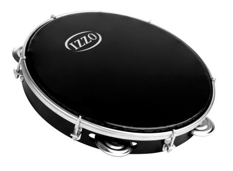 Pandeiro 10 Pol Abs Preto Com Pele Preta Izzo