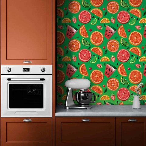 Papel de Parede Adesivo Melancia, Laranja e Limão PP0154