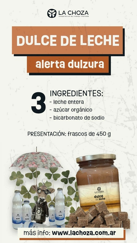 Dulce de leche organico "La Choza" x 450 g - comprar online