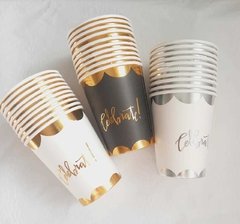 Vaso "Celebrate" borde Metalizado x 10 un