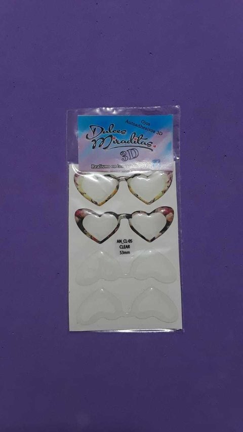 OJOS 3D ANTEOJOS CORAZON CHICO