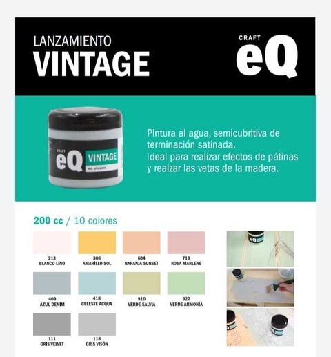 PINTURA AL AGUA "VINTAGE" 200 CC LINEA EQ