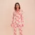 Pijama feminino modelo americano xadrez rosa e coral com manga longa em viscolycra