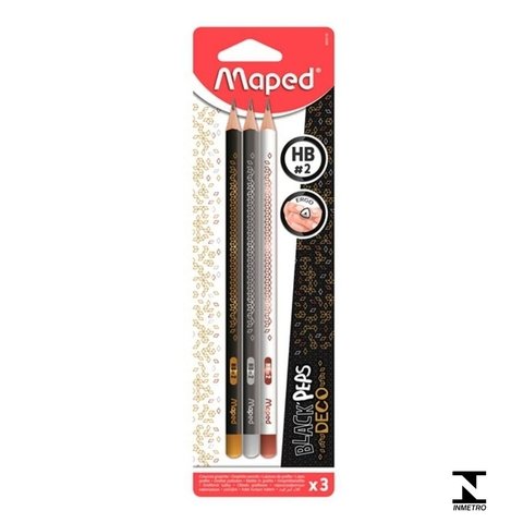 Lápis Grafite Black' Peps Deco HB C/ 3 Unidades - Maped