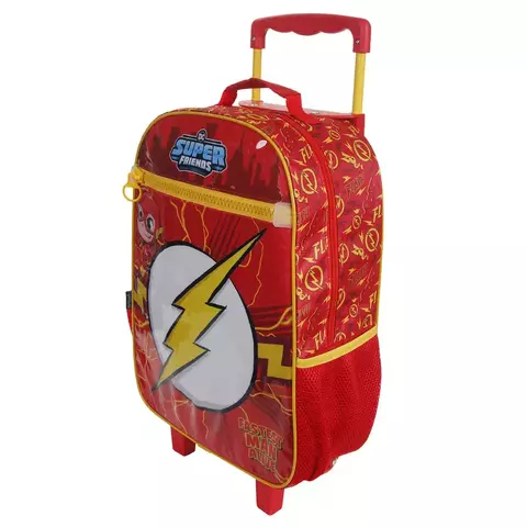 Mala Escolar G com Rodinhas + Squeeze 340ml Infantil Menino The Flash DC Superfriends