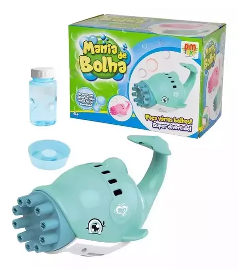 Lançador De Bolha Golfinho Mania De Bolha Azul - Dm Toys