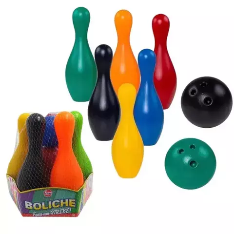 Jogo de Boliche Colorido com 6 pinos e 2 bolas 29 cm - Lider