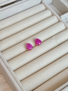 Brinco gota rosa brilhosa folheado em ouro 18k - comprar online