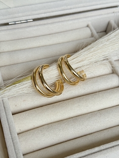 ARGOLA DUPLA FOLHEADO A OURO 18k
