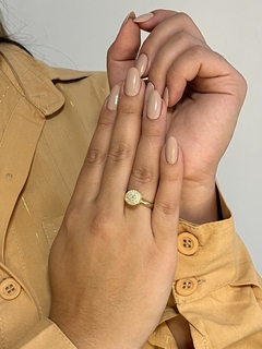 ANEL CHUVEIRINHO ALTO FOLHEADO EM OURO 18k