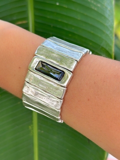 Pulseira prata retangular escuro