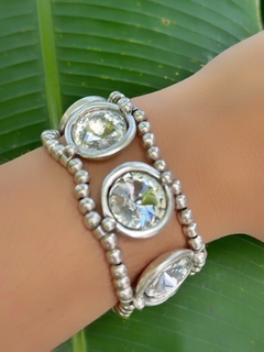 Pulseira Prata Bolas Cristal