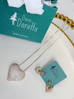 Colar Coração Dourado Cravejado - comprar online