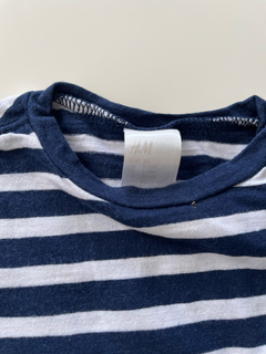 Remera rayada hym azul y blanco bebe talle 9-12meses - comprar online