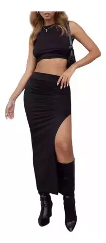 Conjunto Top Pollera Modal Gamuzado