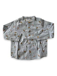 Camisa Zara Bebe Celeste Con Dibujo Talle 18-24 M