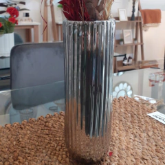 FLORERO DE CERAMICA PLATEADA - comprar online