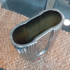 FLORERO DE CERAMICA PLATEADA - Enamorart