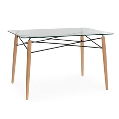 MESA EWA VIDRIO BASE MADERA