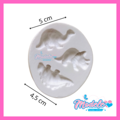 MOLDE DE SILICONE CONFEITARIA BISCUIT - 3 DINOSSAUROS - Modele Molde De Silicone 