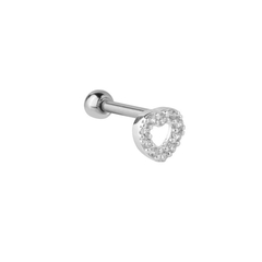 Piercing coração vazado cravejado