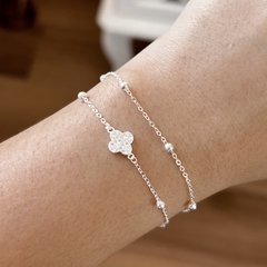 Pulseira dupla trevo cravejado - comprar online