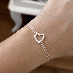 Pulseira coração cravejado fio duplo - comprar online