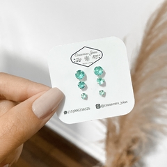 Trio de brincos verde tiffany