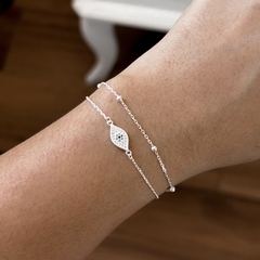 Pulseira dupla olho grego cravejado - comprar online