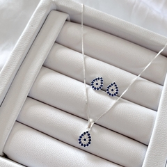 Conjunto gota olho grego cravejado