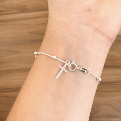 Pulseira bolinhas com cruz - comprar online
