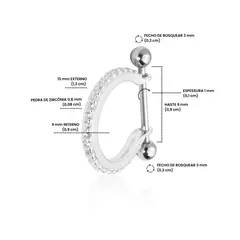 Piercing meia argola conch cravejado - Cassemiro Joias