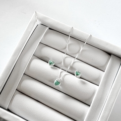 Conjunto coração verde tiffany