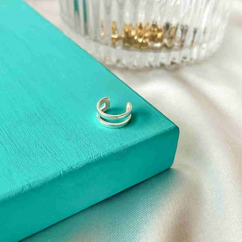 Piercing de pressão duplo liso prata 925