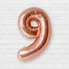 Balão Metalizado Rose Gold Número 9 com 75 cm