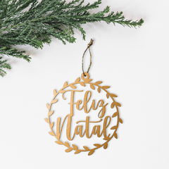 Enfeite de Árvore de Natal - Feliz Natal com guirlanda