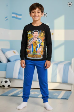 Pijama Niño Messi Copa Argentina algodón Brilla en la oscuridad - comprar online
