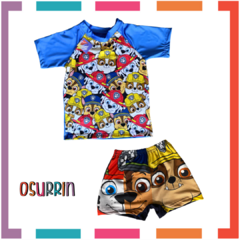 Combo Remera de agua + Short de baño. Zunga. Salida de Baño. Patrulla Canina