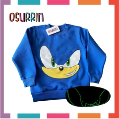 Buzo SONIC Frisa GLOW cuello redondo con estampa que BRILLA EN LA OSCURIDAD. - comprar online