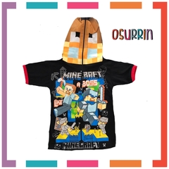 Remera de algodón con máscara MINECRAFT y estampa de Personajes. T4 al 14. - comprar online