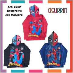 Remera de algodón con máscara y estampa de HOMBRE ARAÑA - SPIDERMAN. T4 al 14. - comprar online