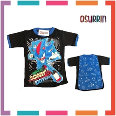 Remeras de algodón SONIC con CAPA estampa PERSONAJES. T4 al 12