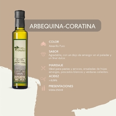 ACEITE DE OLIVA VIRGEN EXTRA - ARBEQUINA-CORATINA - OLIVAR DE LOS ANDES