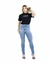 Calça Cropped Jeans Elastano